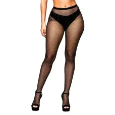 Meia Calça Arrastão com Strass Preta